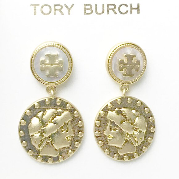 Tory Burch Coin Drop Earrings NWOT - Picture 3 of 8